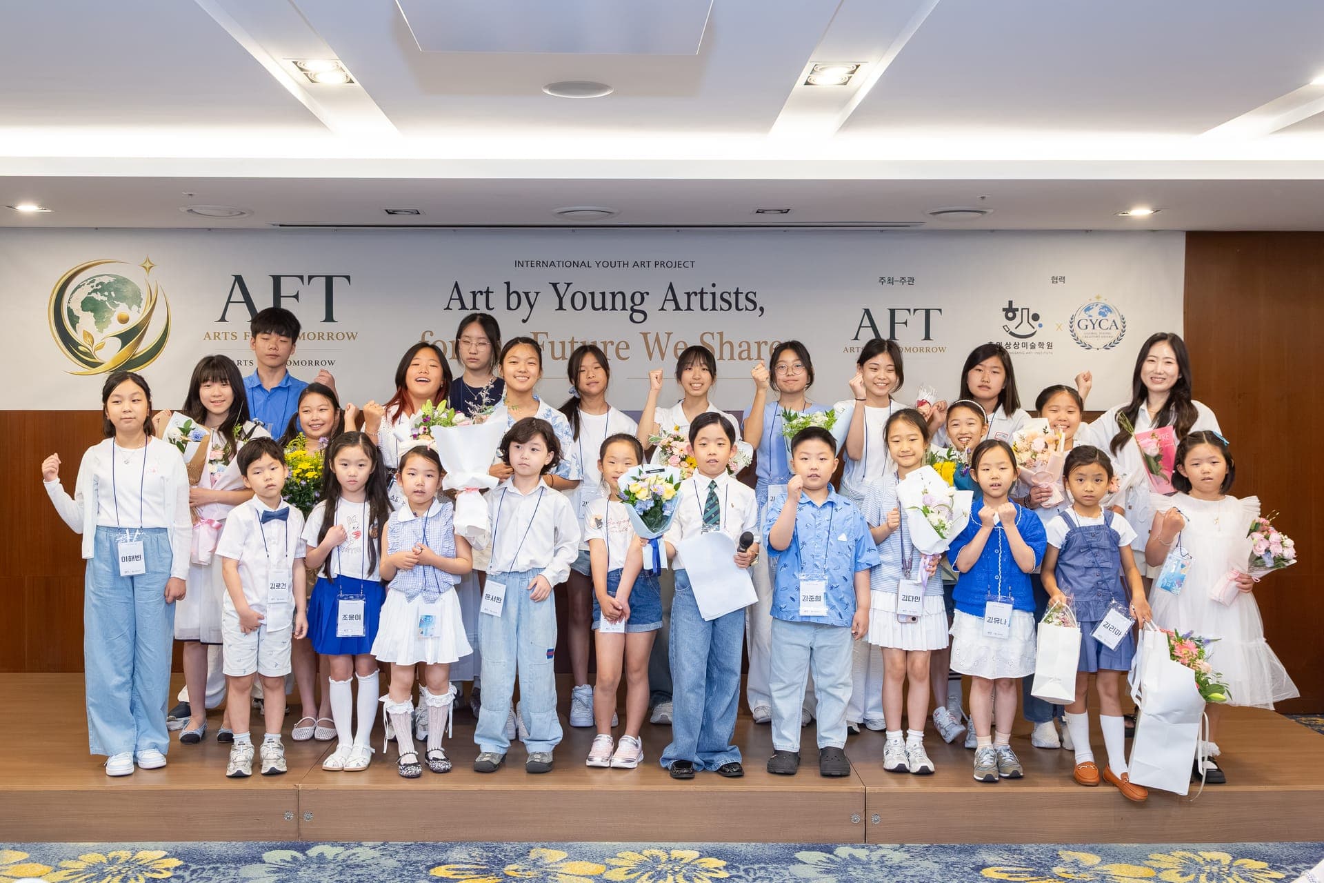 All the young artists together on stage